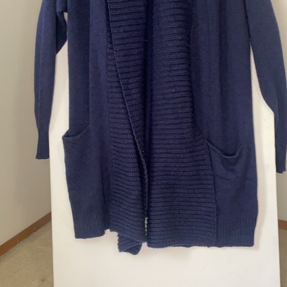 Navy Wool Long Cardigan with Pockets - Picture 5 of 5